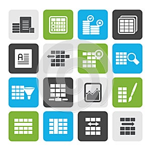 Flat Database and Table Formatting Icons