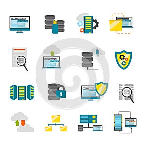 Flat Datacenter Icon Set