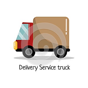 Flat delivery service truck for poster, banner, logo, icon