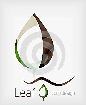 Flat Design Abstract Leaf Shape Concept