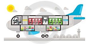 Flat design airplane interior