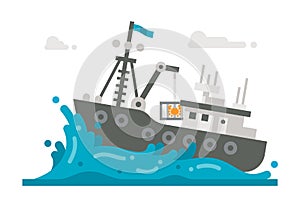 Flat design alaska crab fishery