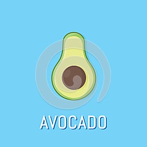 Flat design of avocado fruit . Healthy food menu. Summer tropical fruits for healthy lifestyle