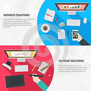 Flat Design Banners for business and creativity