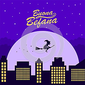 flat design befana illustration vector