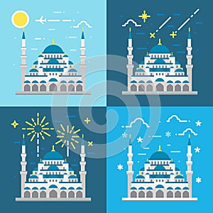 Flat design of Blue mosque Istanbul Turkey
