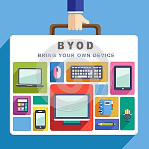 Flat design for bring your own device concept photo