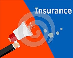 Flat design business concept. Insurance digital marketing business man holding megaphone for website and promotion banners