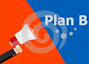 Flat design business concept. Plan B digital marketing business man holding megaphone for website and promotion banners