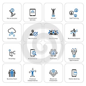 Flat Design Business Icons Set.