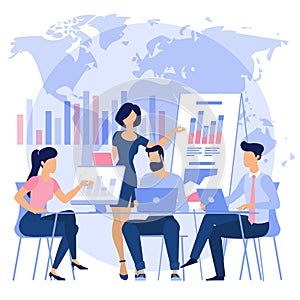 Flat design business process concept