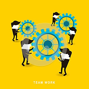 Flat design of businessmen team work
