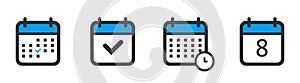 Flat design calendar icon set. Vector illustration.