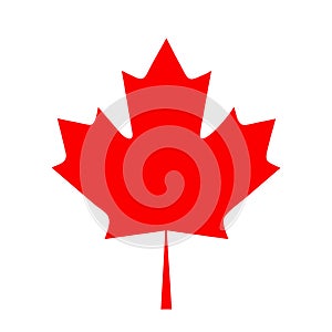 Flat design canada flag maple leaf icon vector illustration