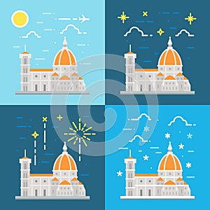 Flat design of cathedral of Florence Italy