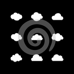 Flat design cloudscapes collection. Flat shadows. Vector illustration