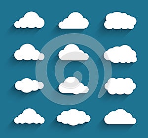 Flat design cloudscapes collection. Flat shadows