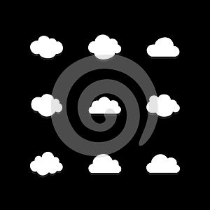 Flat design cloudscapes collection. Flat shadows. Vector illustration photo