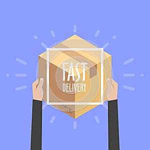 Flat design colorful vector illustration concept for delivery service, e-commerce, online shopping, receiving package