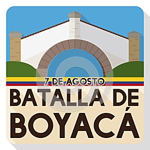 Flat Design Commemorating Boyaca`s Battle with Colombian Boyaca Bridge Landmark, Vector Illustration photo