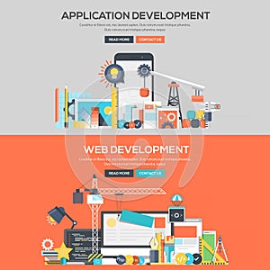 Flat design concept banner - Application Development and Web