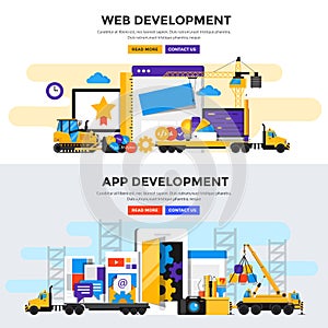 Flat design concept banner - Apps and Web Development