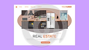 Flat design concept on business real estate start theme. Vector illustration mock-up for website and mobile page. Landing template