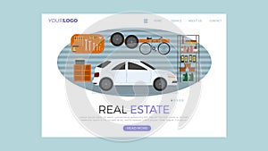 Flat design concept on business real estate start theme. Vector illustration mock-up for website and mobile page. Landing template