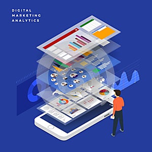 Flat design concept business strategy. 3d isometric flat design.