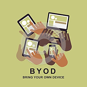 Flat design concept of BYOD