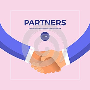 Flat design concept check hands to partner business. Vector illustrate.