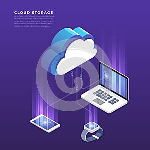 Flat design concept cloud computing technology users network con