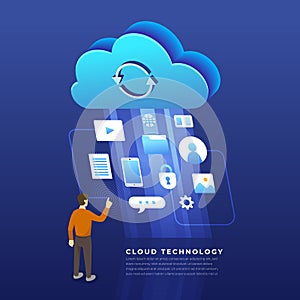 Flat design concept cloud computing technology users network con