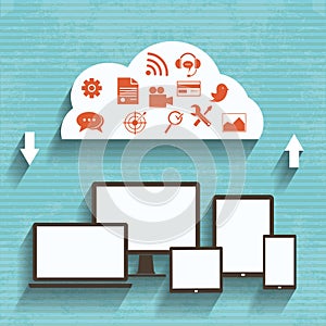 Flat design concept of cloud service.