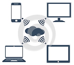 Flat design concept of cloud service