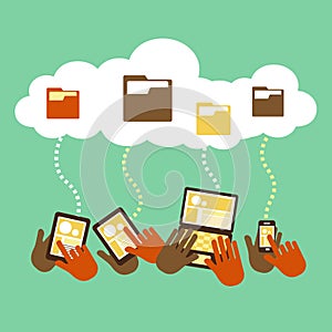 Flat design concept of cloud storage