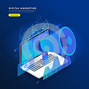 Flat design concept digital marketing advertising online platform analysis with graph , chart and infographic. Vector photo