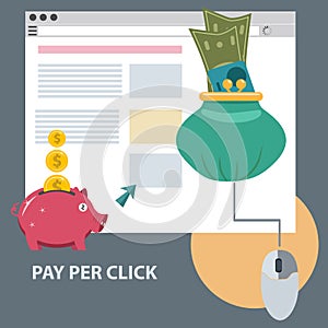 Flat design concept icon of pay per click