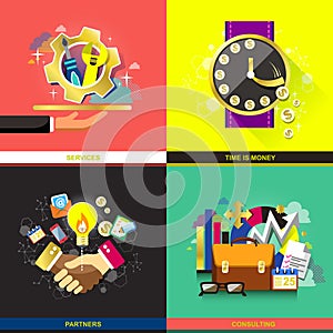 Flat design concept icons for business