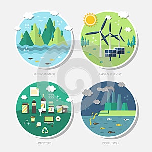 Flat design concept icons of ecology