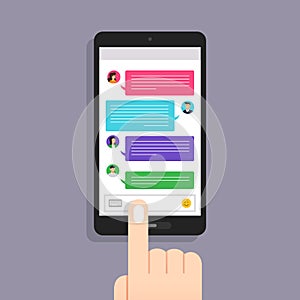 Flat design concept message and chat. Present by icon text message. Vector illustrate