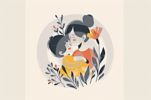 Flat design concept for Mother Day, featuring a minimalist illustration