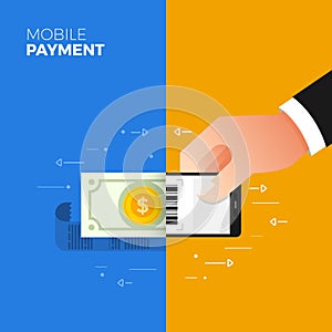 Flat design concept payment. Payment method and option or channel to transfer money. Vector illustrate.