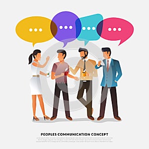 Flat design concept peoples talk with balloon message bubble. Vector illustrate. photo
