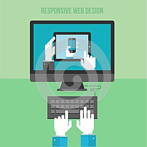 Flat design concept for responsive web design