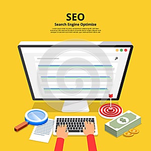 Flat design concept SEO (search engine optimize). Vector illustrate.