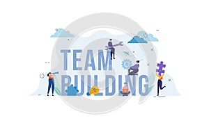 Flat design concept of team building, teamwork, team management illustration