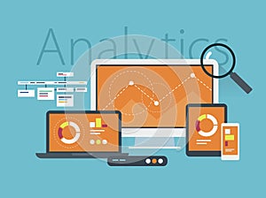 Flat design concept of website analytics