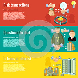 Flat design concepts for business.questionable deal; in loans at interest; risk transactions