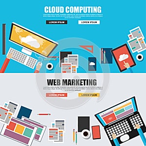 Flat design concepts for cloud computing and web marketing